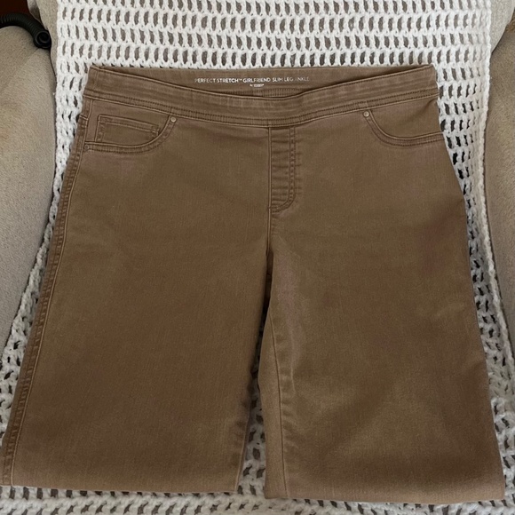 Perfect Stretch Pull on Slim Ankle Girlfriend Light Brown Jeans by Chico’s 8 - Picture 4 of 8